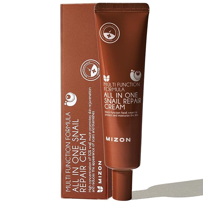 MIZON All-in-One Snail Repair Cream Korean Face Moisturizer with Snail Mucin & 12 Natural Extracts Hydrating & Nourishing Cream for Fine Lines, Wrinkles & Blemish Care Travel Size(1.18 Fl Oz)