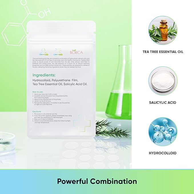 Pimple Patches for Face with Tea Tree Oil 216 pcs. Hydrocolloid Acne Pimple Patches. Blemish Patches, Acne Dots, Pimple Stickers, Acne Patch and Pimple Patch