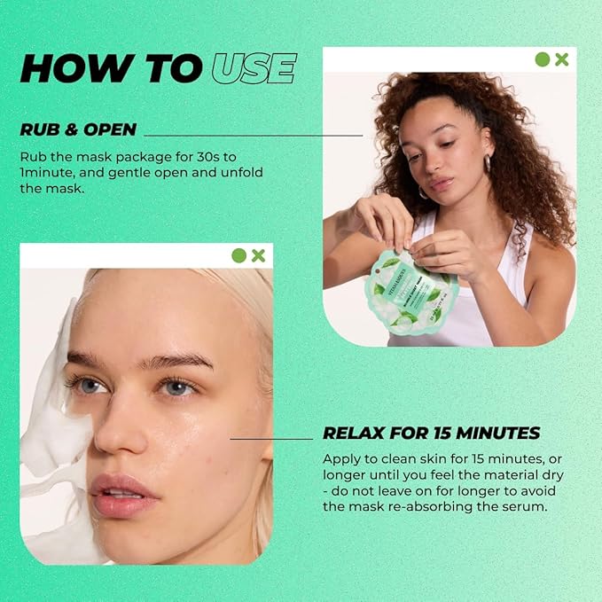 Vitamasques Oxygenating Matcha Green Tea Face Mask, For All Skin Types (Pack of 3)