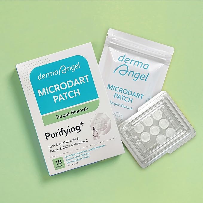 Microdart Acne Patches for Deep Blemishes - 18 Pimple Patches - Hydrocolloid Pimple Patch with Salicylic Acid, Azelaic Acid, CICA & Vitamin C - Targets Stubborn Blemishes Dark Spots & Cystic Acne