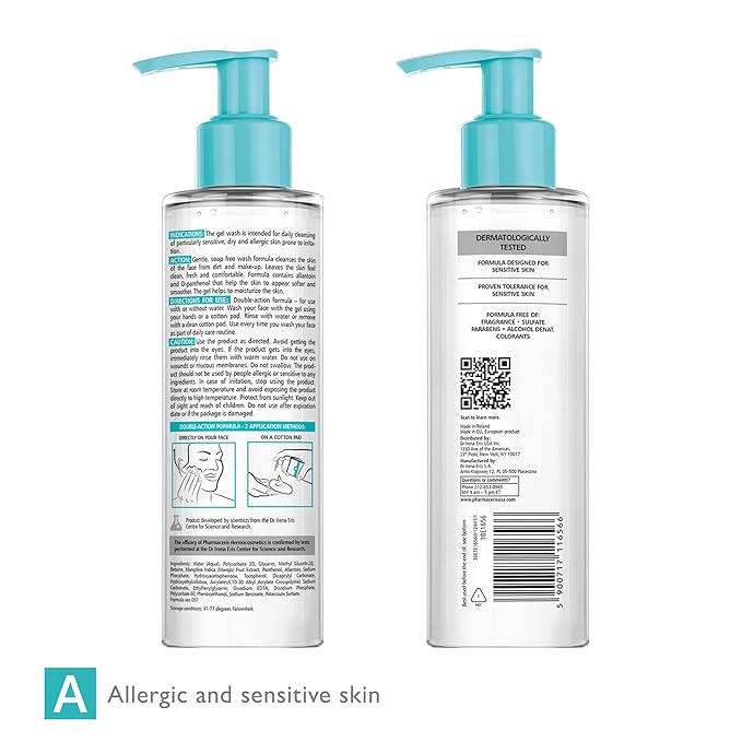 Moisturizing Cleansing Face Gel - Gentle Face Wash Cleanser, Removes Impurities & Makeup, Hydrates & Soothes Allergic & Sensitive Skin, PHYSIOPURIC-GEL 6.42 fl oz