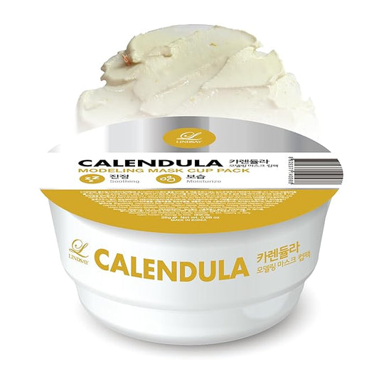 LINDSAY Calendula Modeling Mask Cup Pack - Korean Skin Care Face Mask Modeling Pack – Single-Use Soothing Moisturizing Face Mask w/Spatula Spoon – Spa Facial Peel-off Mask (6 ea, 0.36 lb)