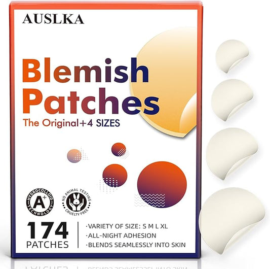 AUSLKA Blemishes Patches -175 Patches - Hydrocolloid Spot Dots - Blemishes Patch - Pimple Stickers, For Face Absorbing Cover Patch
