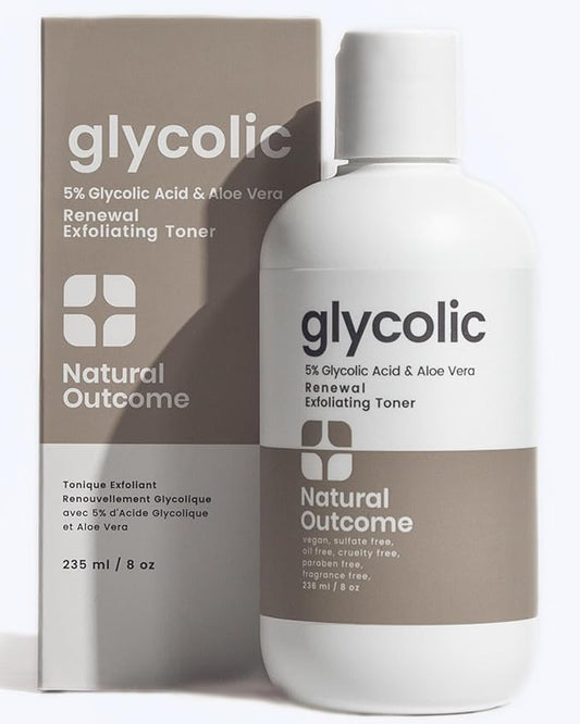 Glycolic Acid Toner 5% for Face | Gentle Exfoliating Toner - with Aloe Vera & Quinoa Extract | Advance Anti-Aging Toning Solution Rejuvenates Skin & Minimizes Pore Appearance | 8 oz