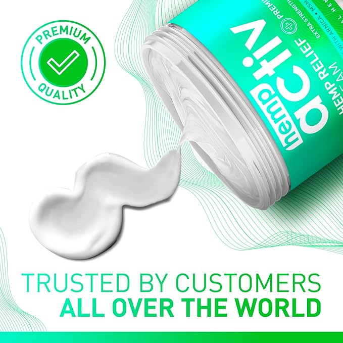 Hemp Cream, Use on Muscles, Neck and Shoulders, Infused with Hemp, Menthol, MSM & Arnica, 4 Fl Oz