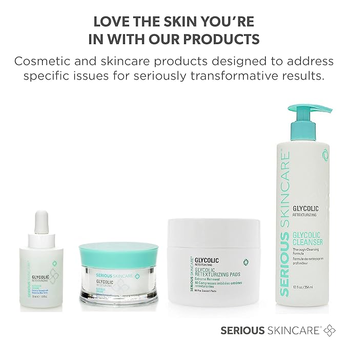 Serious Skincare - Glycolic Facial Moisturizer Cream for Hydration & Exfoliation, Texture Refining for Lines, Wrinkles, Pores, Face Discoloration, Skin Balancing Blue Tansy - Anti-Aging, 1.7 Fl. Oz.