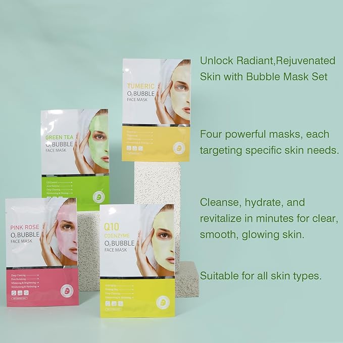 Facial Masks Skincare for Women,Bubble Moisturize Face Mask Sheet for Girl,Hydrating Face Mask for All Skin Types,Dry Skin & Sensitive Skin(8-Packs)