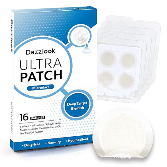 Microdart Pimple Patch for Deep Blemish, Hydrocolloid Acne Patch with Salicylic Acid, Nicotinamide, CICA, Tea Tree Oil Targe Early Stage & Underground Zit Breakout (16 Counts)