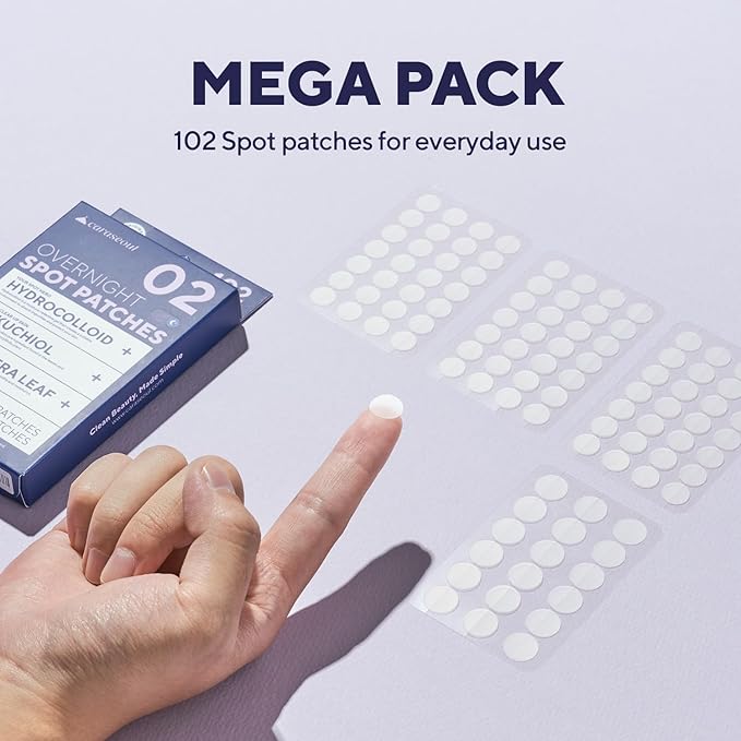 caraseoul Overnight Pimple Patches, Thicker & Extra Adhesion, 2 Size Hydrocolloid Acne Patch for Zits and Blemishes, Bakuchiol & Aloe Vera, Korean Skin Care, Easy to Use – Dermatology Tested