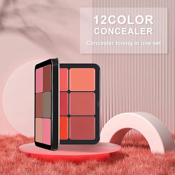 12 Colors Blush Palette,Highlighter Blush Powder Makeup,Long-Wearing,Smudge Proof,Natural-Looking,Blendable Cosmetics Makeup