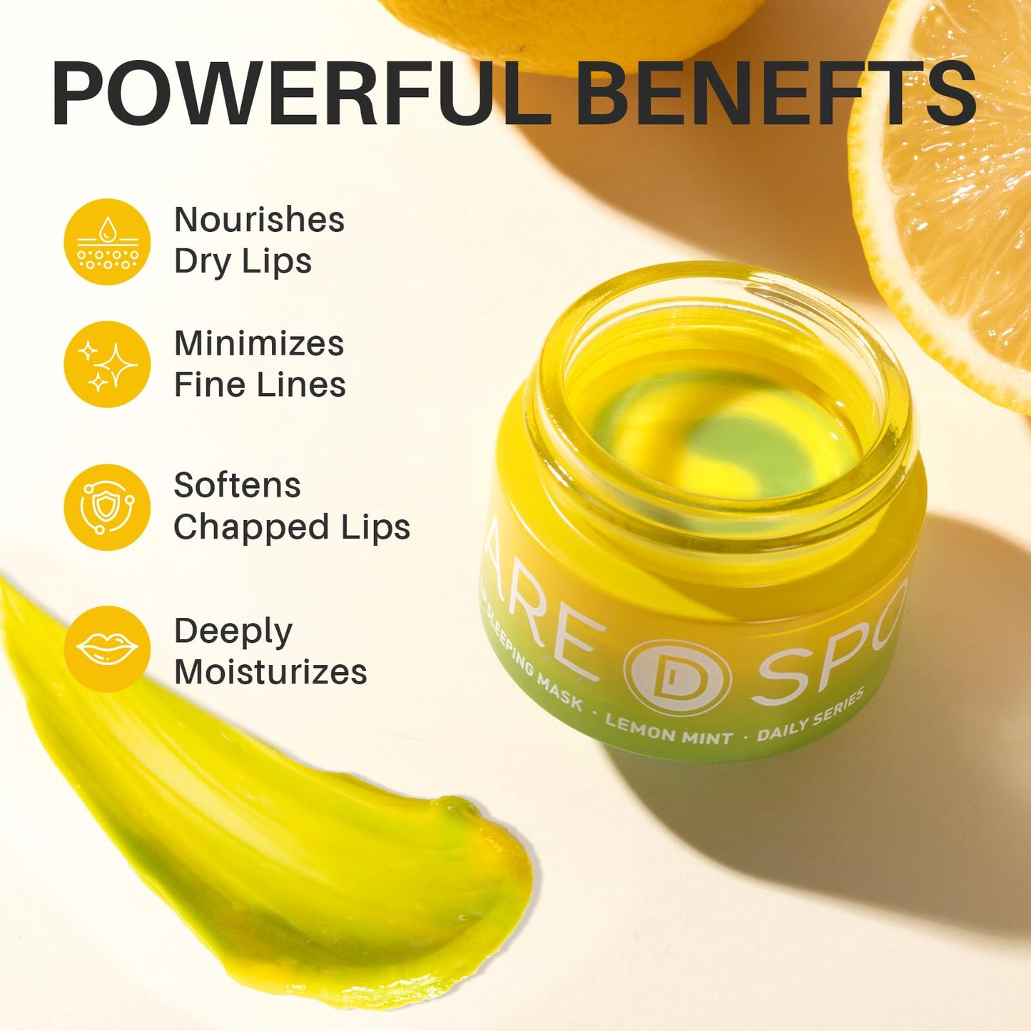 SPODARE Lip Mask, Overnight Lip Sleeping Mask, Lip Moisturizer for Dry Cracked Lips Care, Dual-Color Korean Lips Balm with Vitamin C and Shea Butter for Nourishing and Softening Lips - Lemon Mint