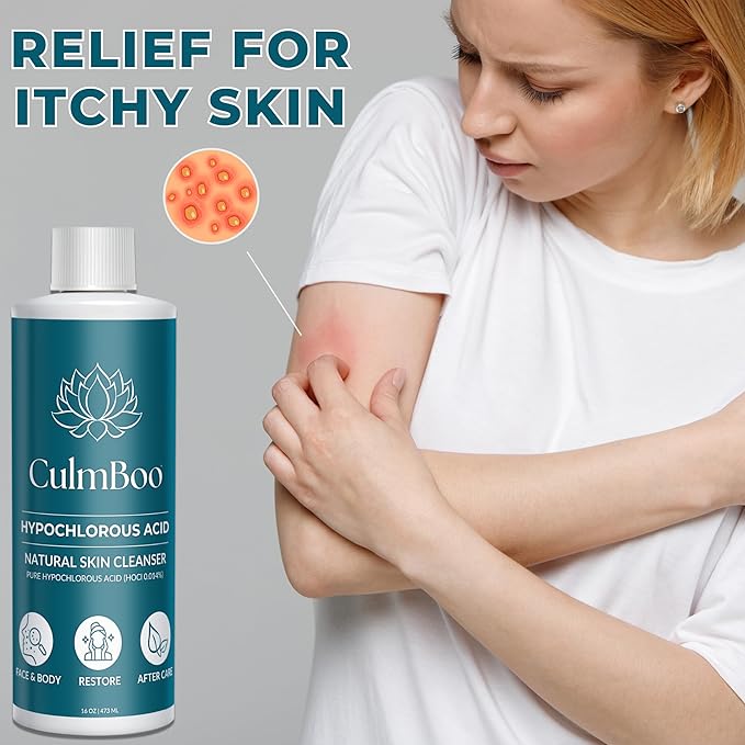 Hypochlorous Acid Spray for Face & Skin - Acne Prone Skin, Eczema, Natural Tattoo Aftercare, Piercing Aftercare Spray, Eye Lash Cleanser, Face Mist Toner, Wound Care Cleanser, 16 Fl Oz 1 Pack