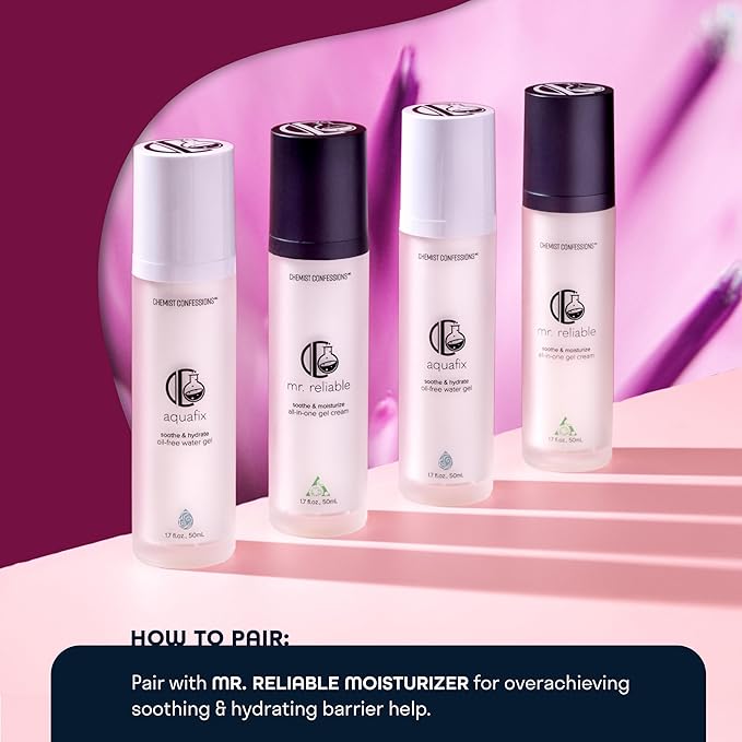 Chemist Confessions Aquafix Hydrating Water Gel - Moisturizing, Oil-Free Facial Water Gel - Face Moisturizer for Intense Hydration & Skin Barrier Repair - 1.75 Fl oz