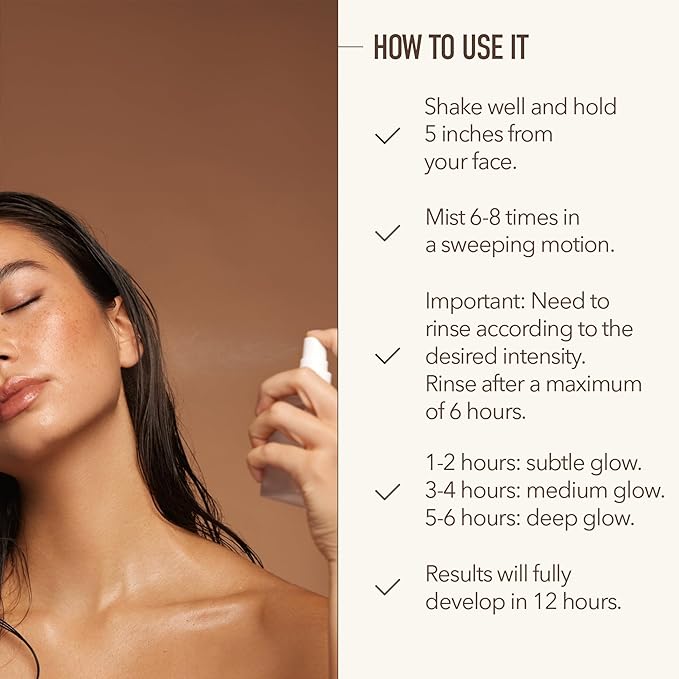 Nuda CloudMist Express Face Tan Water, Lightweight Transfer-Resistant Self Tanning Mist, Infused with Hyaluronic Acid, Cucumber and Green Tea Extract, Bronzer Free, Vegan, Fragrance Free, 2.5 Fl Oz