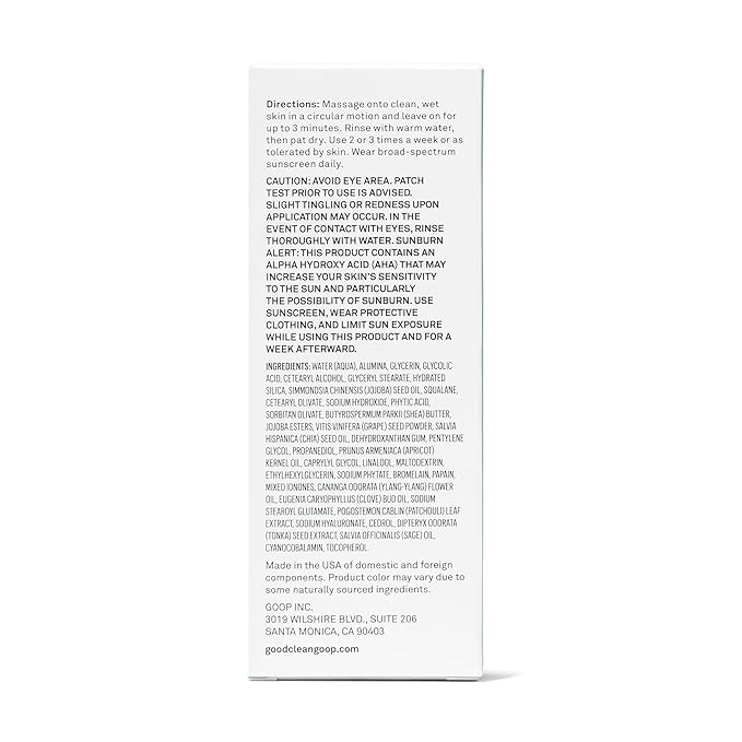 good.clean.goop beauty The Fruit Facial Exfoliating Scrub | Gentle Face Exfoliator to Smooth Skin Texture | AHA Glycolic Acid, Grape Seed Exfoliant & Chia Seed Oil | Cruelty Free | 2 fl oz