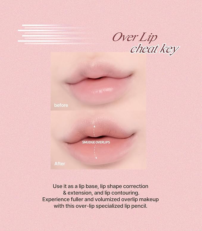 Heart Percent Dote On Mood Lip Pencil, Long-Lasting Creamy Lip Crayon Smooth Color Liner Retractable Lipstick Pencil 0.8g, #04. Strawberry Milk