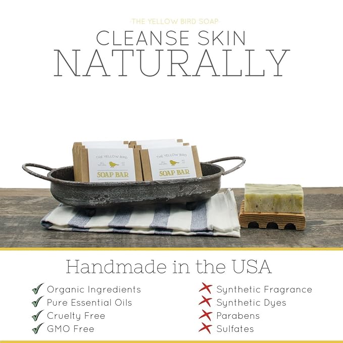 Yellow Bird Eucalyptus Spearmint Soap Bar – Natural & Organic Handmade Soap for Face & Body, Moisturizing Shea Butter Bar for Dry & Sensitive Skin, Refreshing Aromatherapy for Men & Women