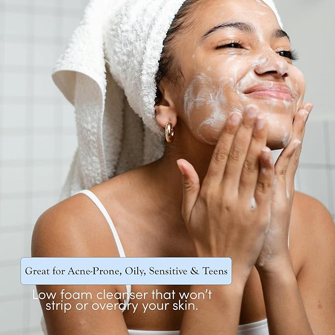 Gentle Facial Cleanser 6 oz for Women and Men - All-in-One Cleanser Face Wash | Hydrating Cleanser & Gel for Sensitive Skin | Natural, Organic Facial Wash - USA Made