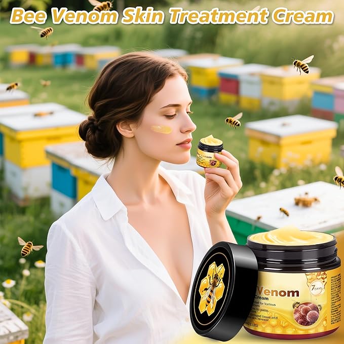 Bee Venom Skin Treatment Cream, 2025 New Professional Bee Venom Repair Cream, Advanced Firming & Wrinkle-Reducing Natural Skin Moisturizer for All Skin Types (2 Bottles)