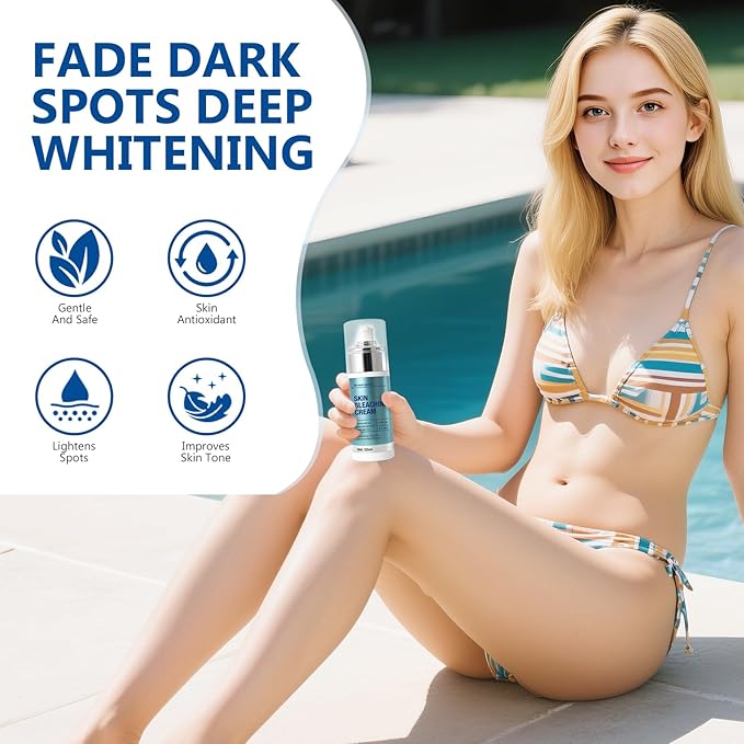 Skin Bleaching Cream-for Intimate Areas & Body, Skin Care Lightening Cream-for Private Parts, Underarms, Knees, Elbows, Inner Thighs, Bikini Areas, Dark Spot Remover for Face(4.0 Fl Oz)