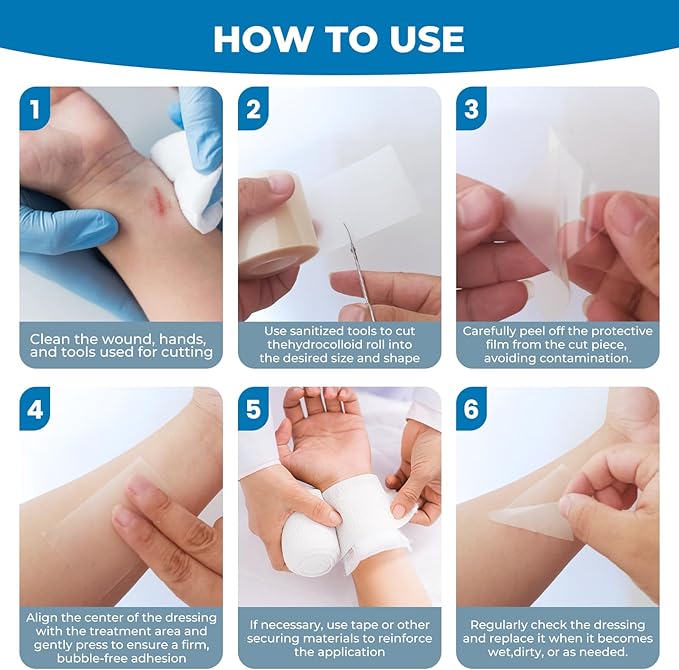 Hydrocolloid Bandages Roll: 2in x 16ft Ultra Adhesivas & Absorbent & Waterproof Large Hydrocolloid Patches for Wound Care - Hydro Seal Wound Healing Hydrocolloid Dressing Bandaid Tape