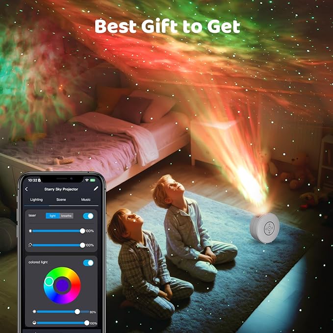 Smart Star Light Projector,Galaxy Projector with 6 Projection Slide,Smart APP & Voice Control Rotatable Galaxy lamp with 24H Timer and 37 White Noises Cloud Light Gift for Kids Room Decor(White)
