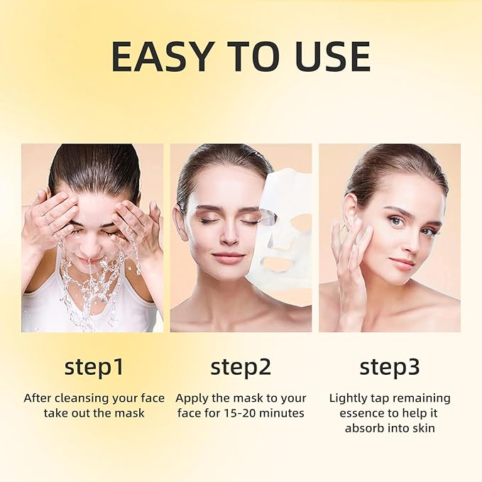 Facial Masks Skincare for Women,24K Gold Serum Moisturize Face Mask Sheet for Girl,Hydrating Face Mask for All Skin Types,Dry Skin & Sensitive Skin (10-Packs)