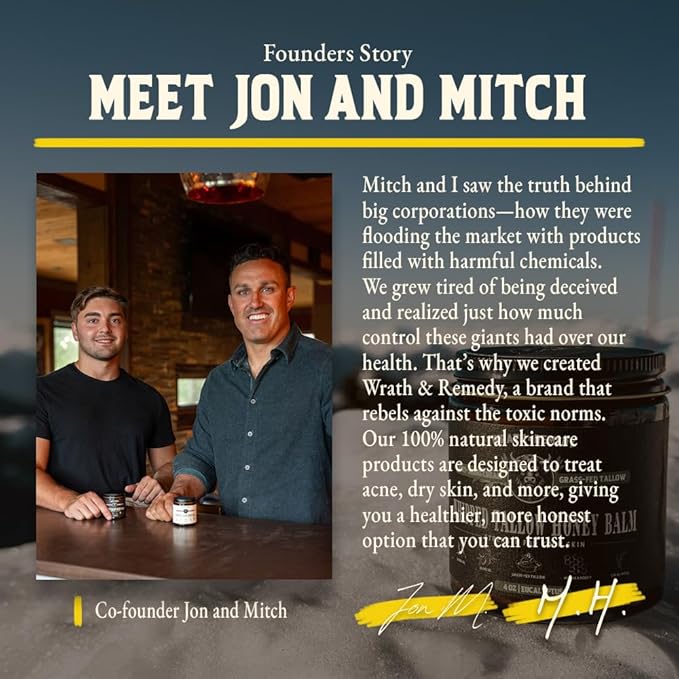 Wrath & Remedy Handmade Whipped Organic Beef Tallow for Skin - 4 OZ (Citrus) — Grass Fed Beef Tallow Moisturizer and Honey Balm for Silky, Sensitive-Skin, Eczema, Rosacea - Free of Harsh Chemicals