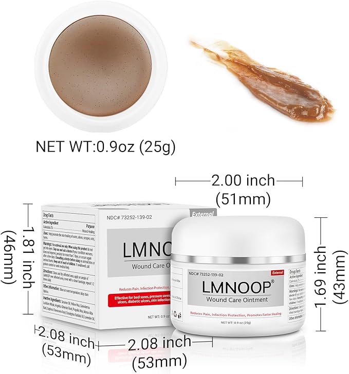 LMNOOP® Bed Sore Ointment, Maximum Strength Wound Care Cream for Infection Protection & Skin Repair, Fast Healing for Diabetic Wounds, Pressure Sores, Venous Ulcer, Burns, Cuts, Scrapes