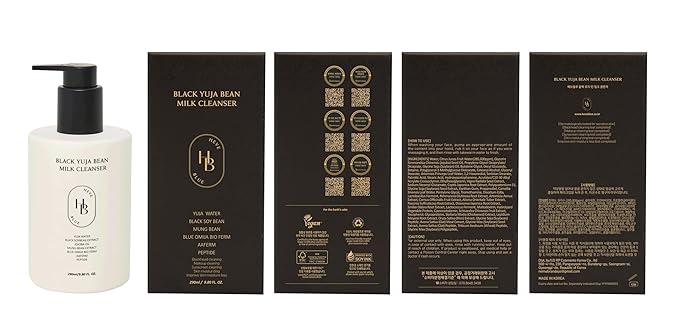Black Yuja Bean Milk Cleanser - Sensitive Skin, Korean Skincare, Vegan, Hypoallergenic, Moisturizing, Hydrating, First Facial Cleansing, Cleansing Milk, K-Beauty, Gentle Face Wash