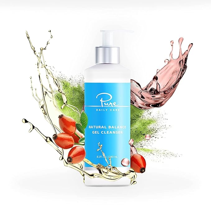 Pure Daily Care Natural Balance Gel Cleanser (8 Oz) - Gentle Refreshing Clinical-Grade Clean Beauty Daily Cleanser