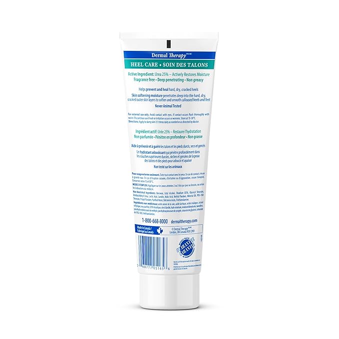 Dermal Therapy Heel Care Cream - Deeply Moisturizes & Repairs with Intensive Cracked Heel Cream - 25% Urea, 6% AHA & Silk Amino Acids for Soft Skin - Fast Results & Non-Greasy Formula - 8 oz / 240 ml