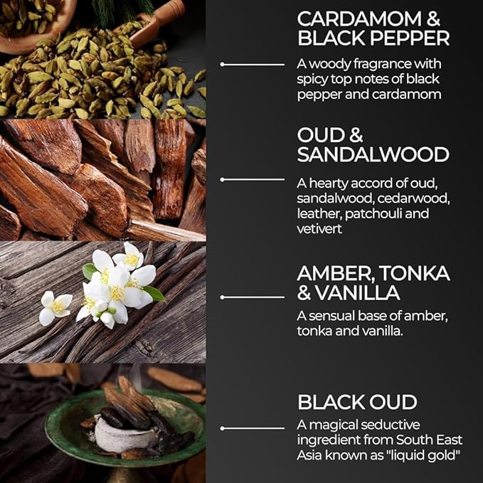 Black Oud Charcoal Mens Face Scrub Mask – Exfoliating Clay Face Mask & Deep Cleansing Facial Scrub with Activated Charcoal, Salicylic Acid & Hyaluronic Acid – Revitalize skin – 50ml