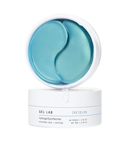 REGLOW Hyaluronic Acid & Caffeine Korean Skincare Eye Patches for Puffy Eyes, Dark Circles, and Wrinkles - Hydrating Under Eye Mask - 60 Gel Patches