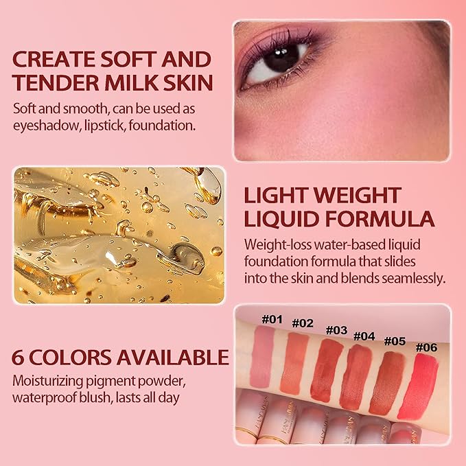 AKARY Mousse Liquid Blush, Soft Cream Makeup Blush, Cheek Tint(03#Coral)