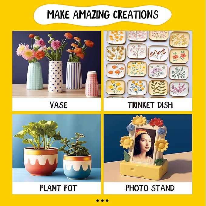 POTTREATIVE Air Dry Clay Pottery Kit - Home DIY Pottery Starter Kits with Air-Dry Clay,Sculpting Pottery Tools and Step-by-Step Guide - Great for Date Night, Arts Crafts Hobby