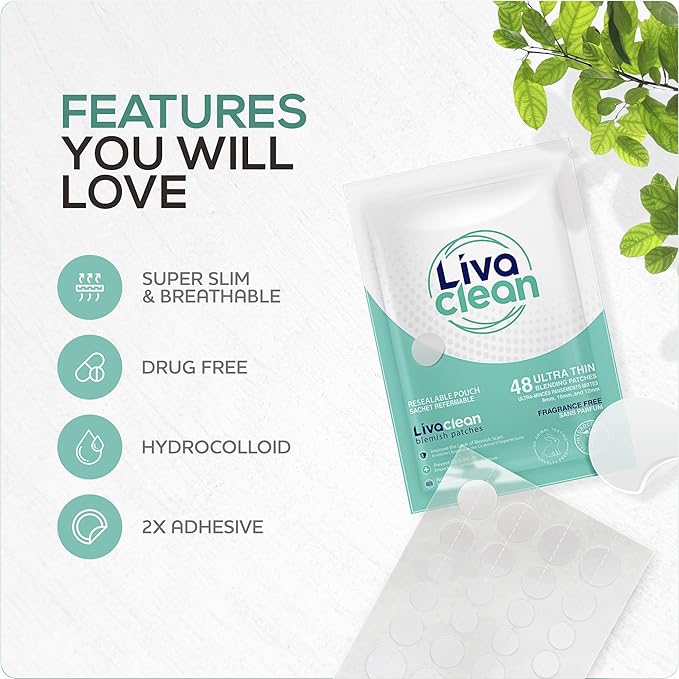LivaClean 192 CT (4 PK) Hydrocolloid Pimple Patches - Pimple Patches for Face, Acne Patch for Face, Blemish Zit Dressing, Hydrocolloid, Zit Patch, Acne Dots