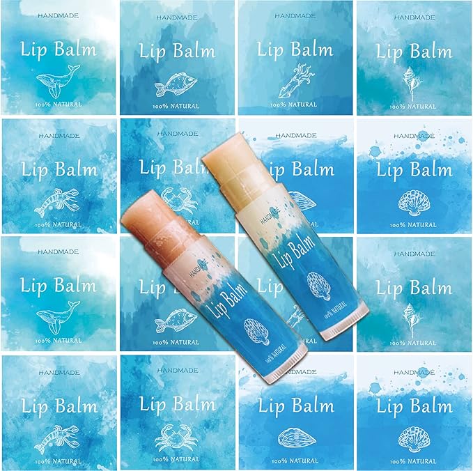 CRASPIRE Lip Balm Labels 80pcs Homemade Life-Blue)