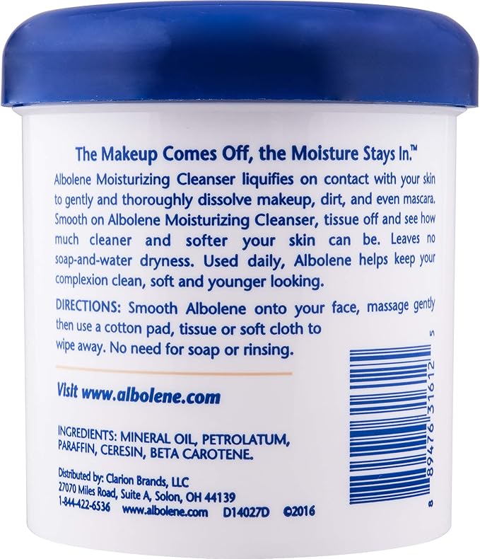 Albolene Moisturizing Cleanser & Makeup Remover Balm - Fragrance-Free Facial Cream for Cleansing & Hydration - Multi-Use Skincare for All Skin Types - No Harsh Chemicals - 12 oz - Pack of 2