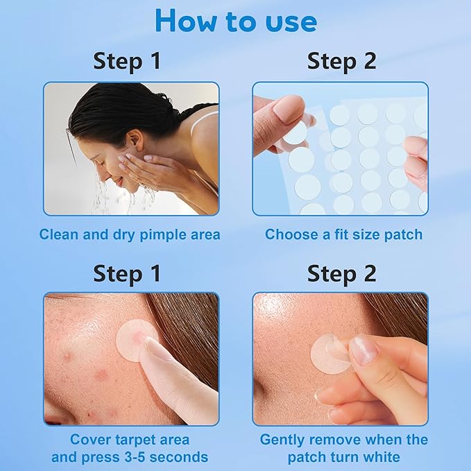 Invisible Pimple Patches for Face,Day and Night 4 Sizes 360 Counts Thin & Thick Hydrocolloid Acne Patches for Face and Skin, Zits Absorbing Patch, Covering Zits and Blemishes, Spot Stickers