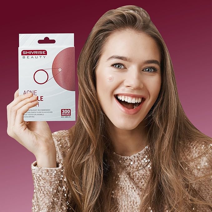 Pimple Patches for Face (300 Counts), Hydrocolloid Acne Patches for Face, Covering Blemishes, Invisible Pimple Patches, Round Shape Zit Covers, Not Tested on Animals, 4 Sizes