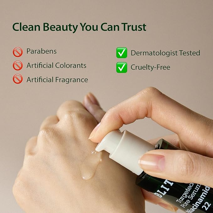 BLITHE Targeted Pore Serum with 22% Niacinamide for Oil Control, Pore Minimizer for Face, Korean Skin Care – 1 fl oz