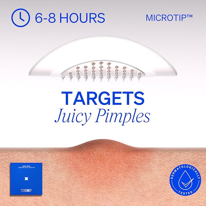 RIGHT AWAY Microtip Hydrocolloid Acne Pimple Patch for Early Stage Zits and Hidden Blemish (8 Patches) Microdart Patch