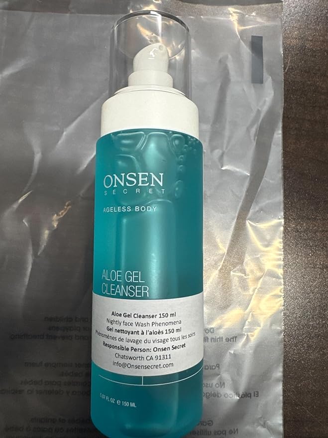 Onsen Secret Japanese Aloe Vera Face Wash - Premium Nightly Facial Cleanser for Makeup Removal, Heals Dry & Sensitive Skin, Hyaluronic Acid, Curry Leaf Oil, Vitamin C & E, Gel Cleanser