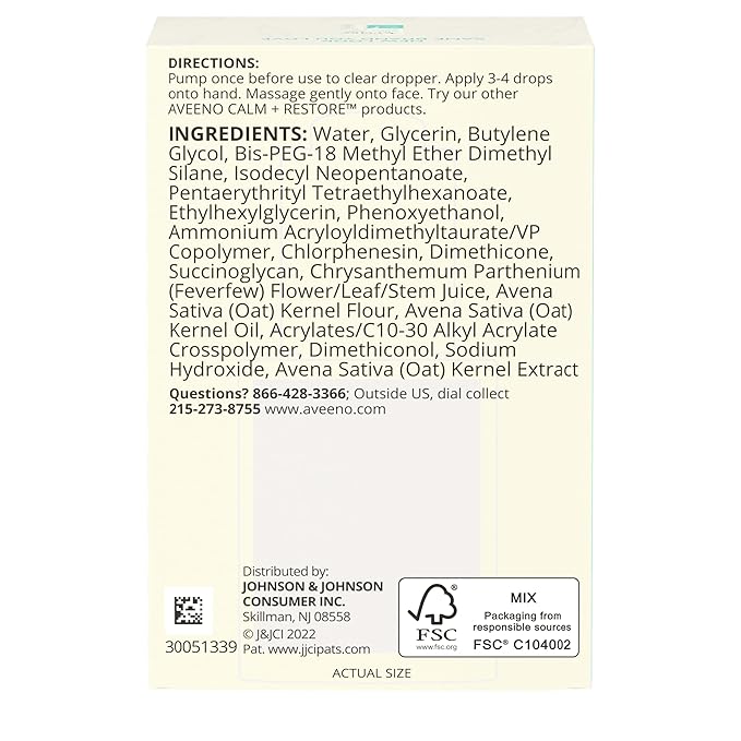 Aveeno Skin-care Bundle for Sensitive Skin, Calm + Restore Triple Oat Hydrating Face Serum, 1 fl. oz, & Trial Size Daily Moisturizing Cream + Prebiotic Oat, 0.5 oz, Fragrance Free, Two Items