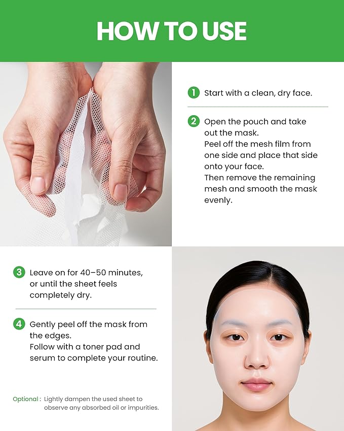 Trouble Patch Mask | Korean Face Mask – Hydrating & Acne Face Mask for Blemish-Prone Skin, Calming Skincare & Oil Control Sheets (20ml x 4)