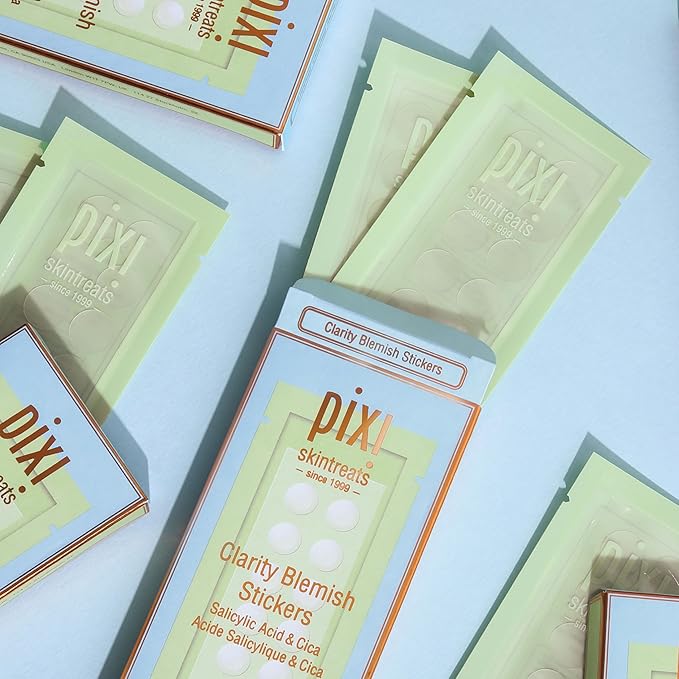 Pixi Clarity Blemish Stickers | Pimple Patches with Salicylic Acid, Green Tea & Cica for Clear & Balanced Skin | Translucent & Gentle | On-the-Go Spot Treatment | 24 patches