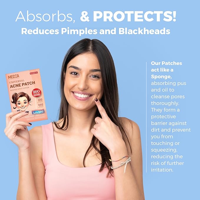MEDca Acne Patches for Face - Hydrocolloid Bandages (36 Count) Pimple Patches for Face in 2 Universal Sizes, Acne Spot Treatment Care for Face & Skin Spot Patch Conceals Zits, Acne and Blackheads