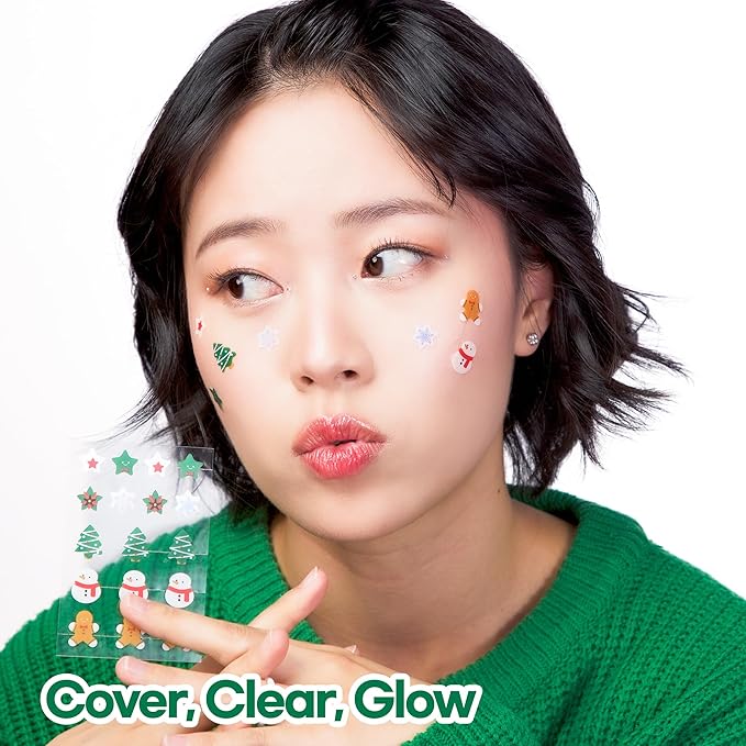 Epielle Acne Patch Shapes Edition, Acne Patches with Hydrocolloid Dressing, Fun for Parties, Sleepovers, Girls' Nights, Halloween Parties, Girls' Gift (Christmas Patch, 85ct)