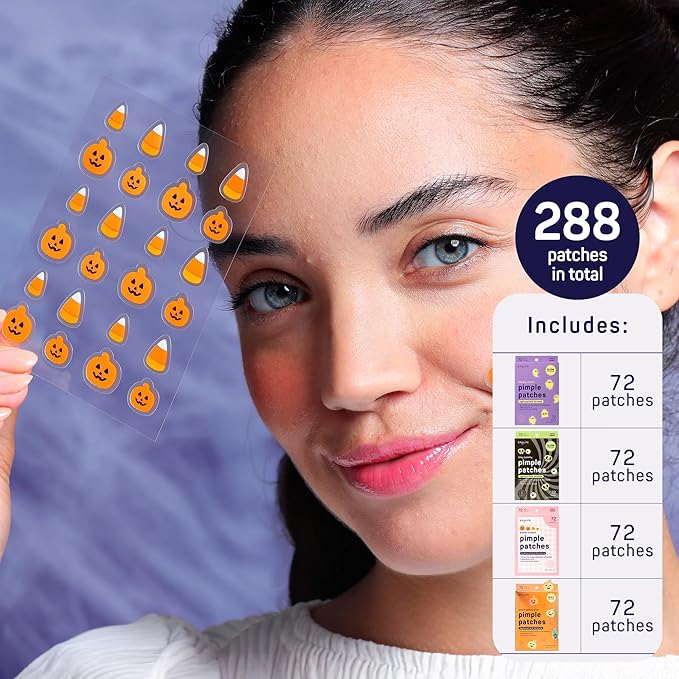 SpaLife Beauty Glow in the Dark Halloween Pimple Patches for Face | Korean Hydrocolloid Zit Patches for Face | Pimple Stickers Halloween Gifts for Women | Blemish Patch | Cute Acne Patch | 288 Count